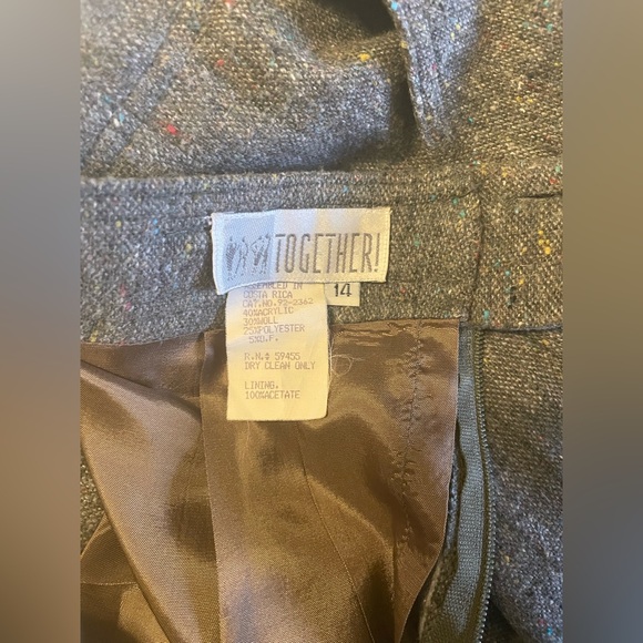 TOGETHER Women’s 2 PC Suit Gray Speckled Wool Blend Tweed Size 14 - Picture 13 of 16